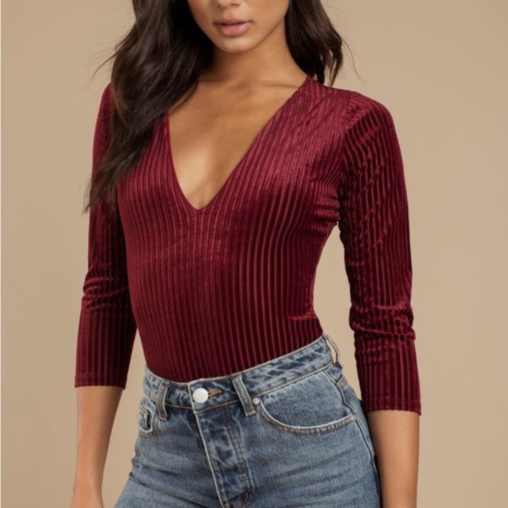 NWT Tobi Maroon Bodysuit Size S